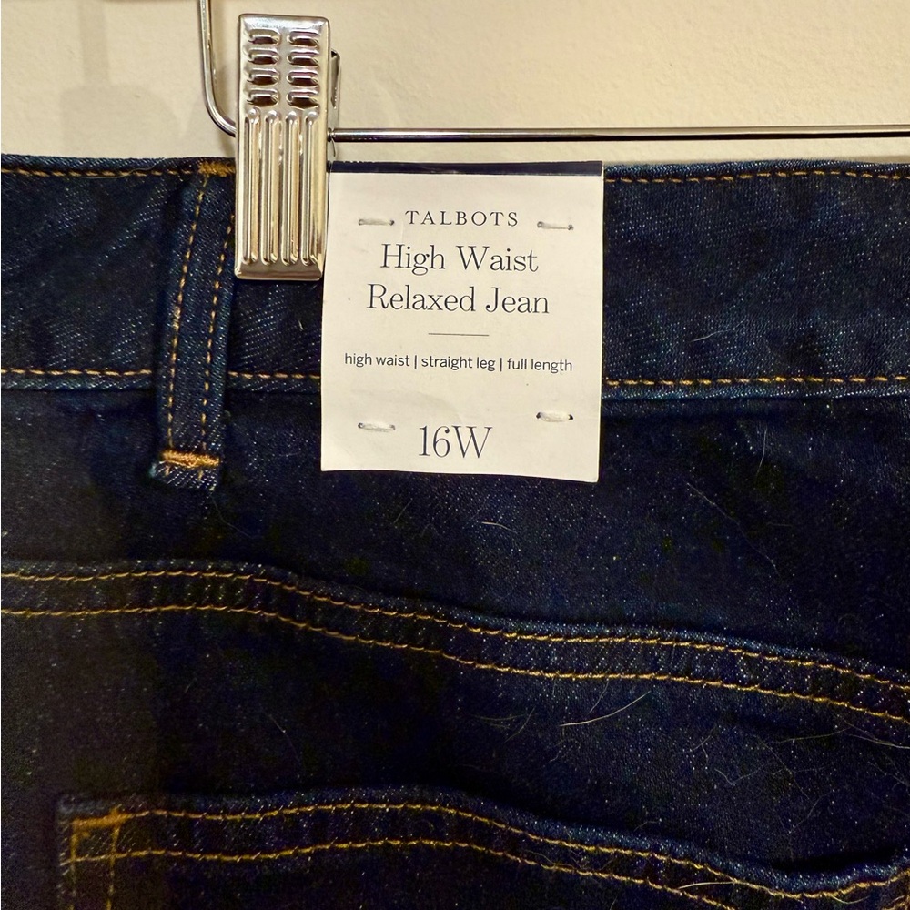 Talbots Dark Wash High Waisted Relaxed Straight Leg Jeans Size 16W - Picture 6 of 8